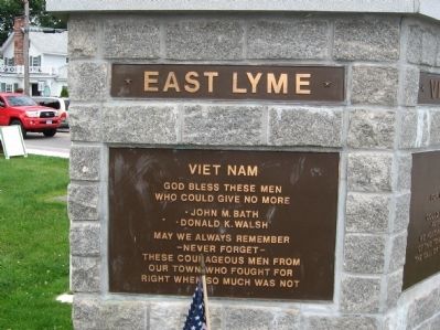 East Lyme Veterans Memorial. Click for full size. East Lyme Veterans Memorial image. Click for full size.