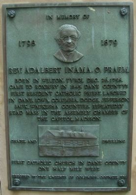 Plaque in Memory of Father Adalbert Inama near Marker. Click for full size. Plaque in Memory of Father Adalbert Inama near Marker image. Click for full size.