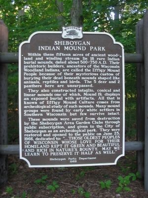 Sheboygan Indian Mound Park Marker. Click for full size. Sheboygan Indian Mound Park Marker image. Click for full size.