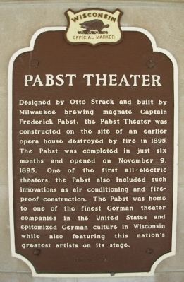 Pabst Theater Marker image. Click for full size.