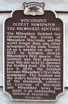Wisconsin's Oldest Newspaper Marker image. Click for full size.