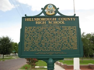 Hillsborough County High School Marker image. Click for full size.
