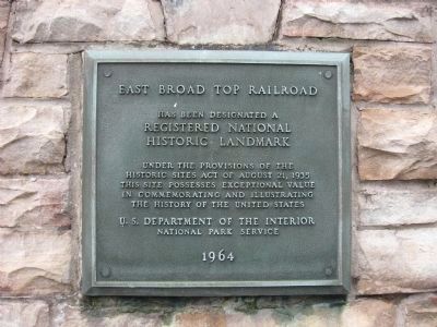 East Broad Top Railroad National Historic Landmark Plaque image. Click for full size.