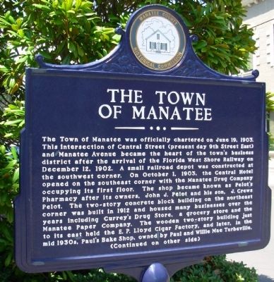 The Town of Manatee Marker image. Click for full size.