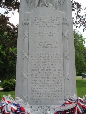 Little Falls Veterans Monument image. Click for full size.
