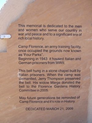Camp Florence Marker. Click for full size. Camp Florence Marker image. Click for full size.