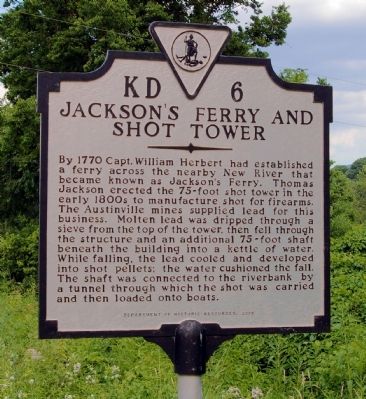 Jackson’s Ferry and Shot Tower Marker image. Click for full size.
