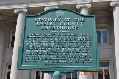 Statuary at the Shelby County Courthouse Marker image. Click for full size.