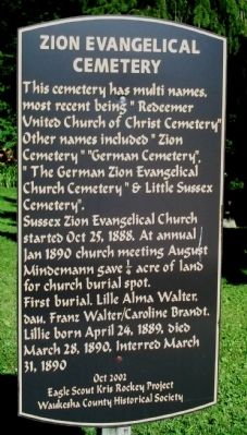 Zion Evangelical Cemetery Marker image. Click for full size.