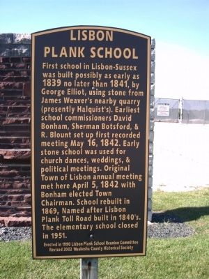Lisbon Plank School Marker image. Click for full size.