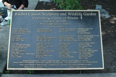 Rachel Carson Sculpture and Wildlife Garden Marker. Click for full size. Rachel Carson Sculpture and Wildlife Garden Marker image. Click for full size.