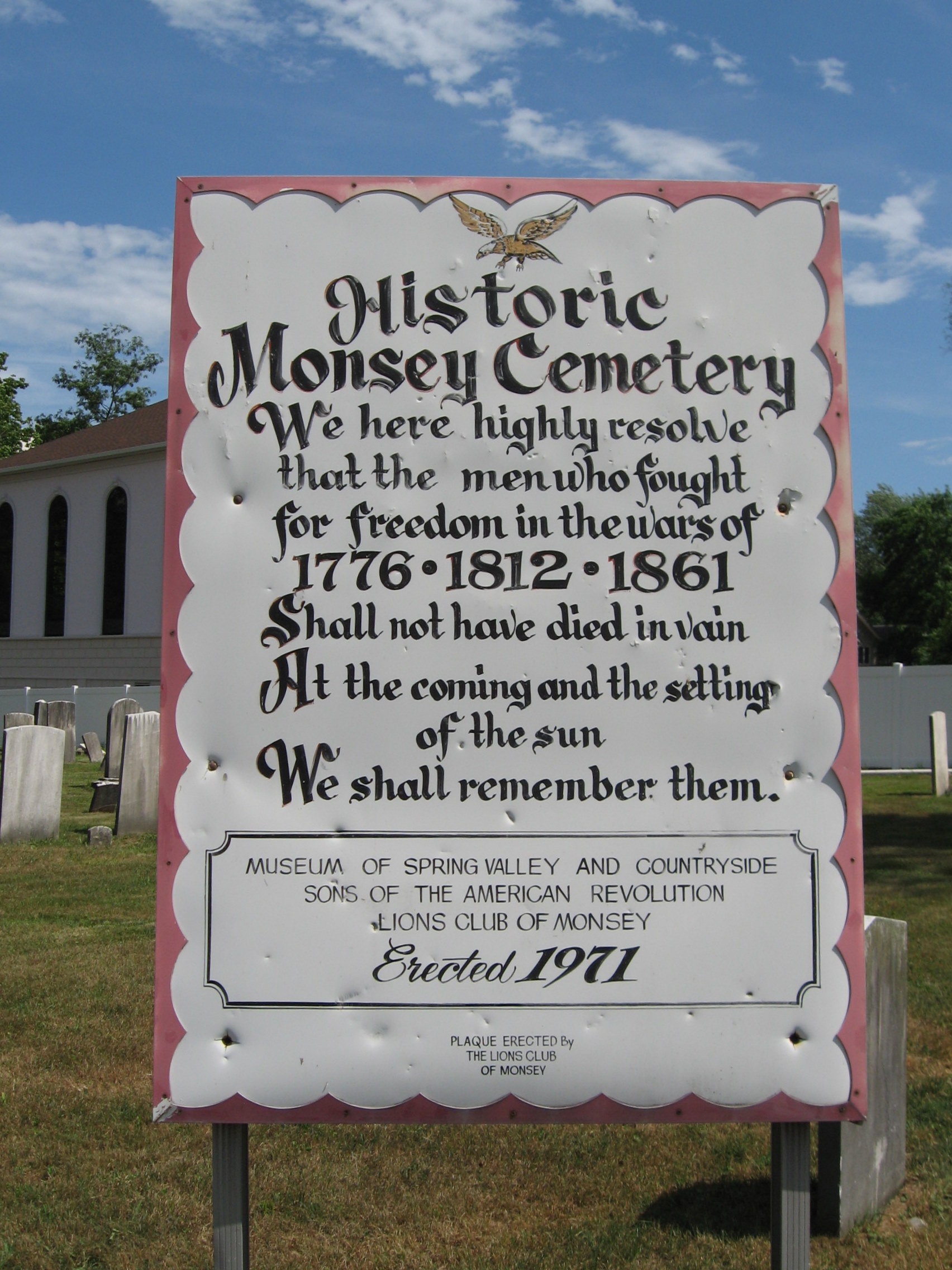 Historic Monsey Cemetery Marker