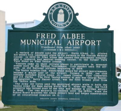 Fred Albee Municipal Airport Marker image. Click for full size.