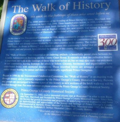 Prince George's County - The Walk of History Marker image. Click for full size.
