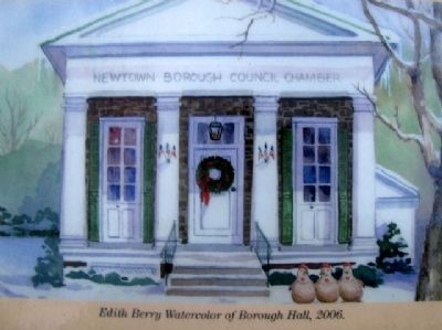 Painting on Newtown Borough Hall Marker image. Click for full size.