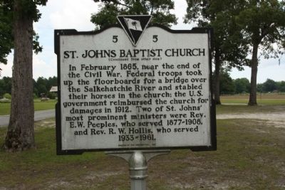 St. Johns Baptist Church Marker reverse side image. Click for full size.