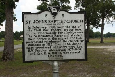 St. Johns Baptist Church Marker reverse side. Click for full size. St. Johns Baptist Church Marker reverse side image. Click for full size.