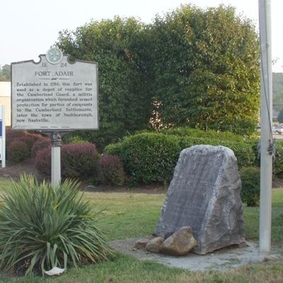 Fort Adair Marker and DAR Stone image. Click for full size.