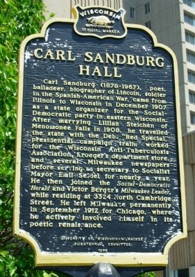 Carl Sandburg Hall Marker image. Click for full size.