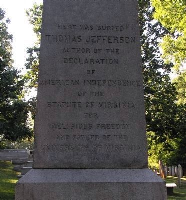 Grave site of Thomas Jefferson (close-up) image. Click for full size.