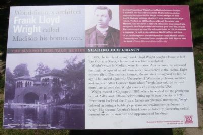 World-famous architect Frank Lloyd Wright called Madison his hometown Marker image. Click for full size.