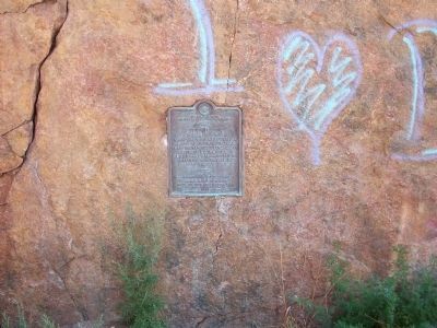 Ute Pass marker on cliff wall. Click for full size. Ute Pass marker on cliff wall image. Click for full size.