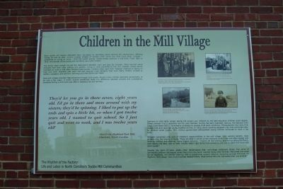 Children in the Mill Village Marker. Click for full size. Children in the Mill Village Marker image. Click for full size.