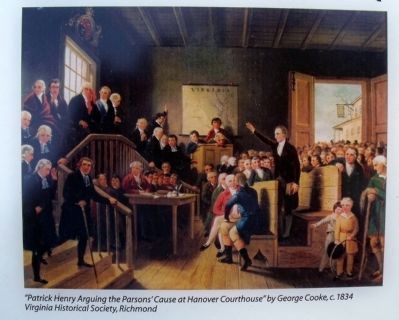 “Patrick Henry Arguing the Parsons Cause at Hanover Courthouse” image. Click for full size.