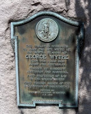 George Wythe Tablet image. Click for full size.