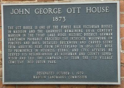 John George Ott House Marker image. Click for full size.