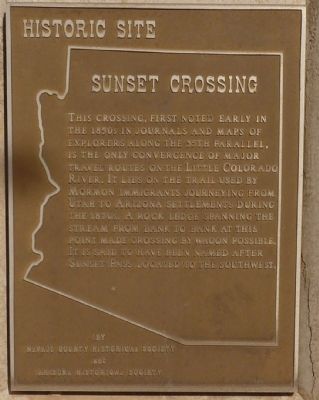 Sunset Crossing Marker Inscription image. Click for full size.