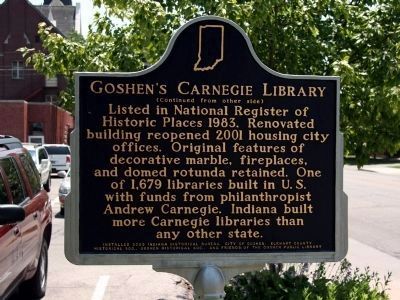 Goshens Carnegie Library Marker image. Click for full size.