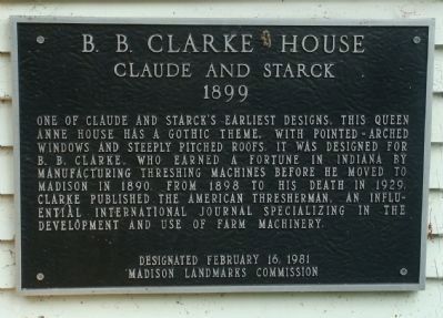 B. B. Clarke House Marker image. Click for full size.