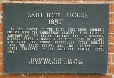 Sauthoff House Marker. Click for full size. Sauthoff House Marker image. Click for full size.