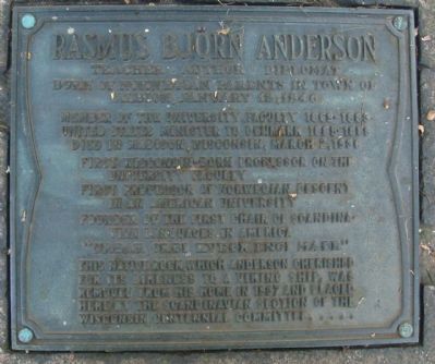 Rasmus Bj๖rn Anderson Marker. Click for full size. Rasmus Bj๖rn Anderson Marker image. Click for full size.