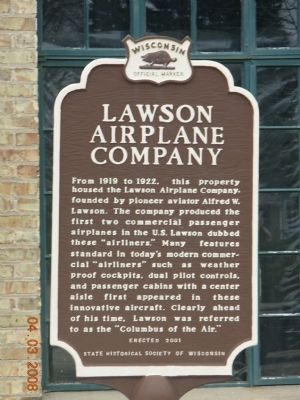 Lawson Airplane Company Marker. Click for full size. Lawson Airplane Company Marker image. Click for full size.