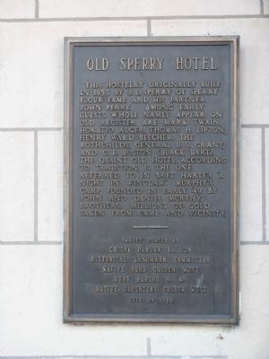 Old Sperry Hotel Marker. Click for full size. Old Sperry Hotel Marker image. Click for full size.