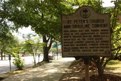 St. Peter's Church and Ursuline Convent Marker, looking south along Assembly Street. Click for full size. St. Peter's Church and Ursuline Convent Marker, looking south along Assembly Street image. Click for full size.