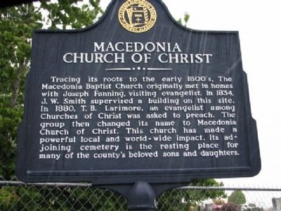 Macedonia Church of Christ Marker image. Click for full size.