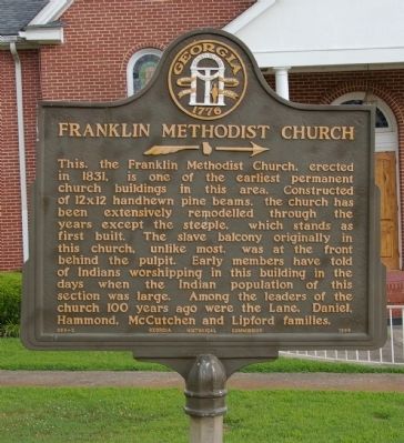 Franklin Methodist Church Marker. Click for full size. Franklin Methodist Church Marker image. Click for full size.