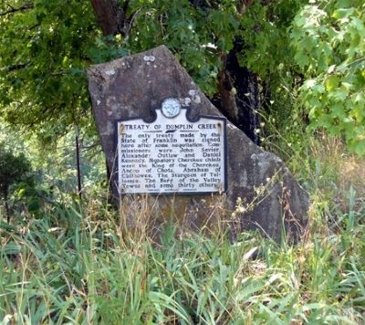 Treaty of Dumplin Creek Stone Marker. Click for full size. Treaty of Dumplin Creek Stone Marker image. Click for full size.