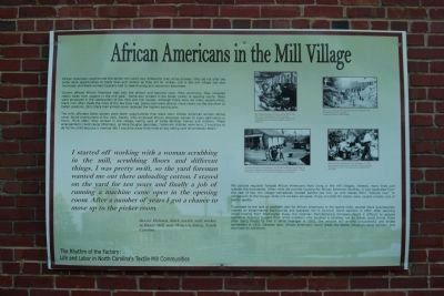 African Americans in the Mill Village Marker image. Click for full size.