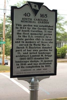 South Carolina Memorial Gardens Marker. Click for full size. South Carolina Memorial Gardens Marker image. Click for full size.