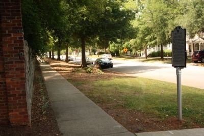 South Carolina Memorial Gardens Marker, looking west along Calhoun Street. Click for full size. South Carolina Memorial Gardens Marker, looking west along Calhoun Street image. Click for full size.