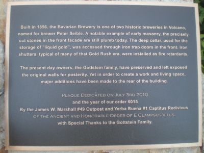 The Old Volcano Brewery Marker. Click for full size. The Old Volcano Brewery Marker image. Click for full size.