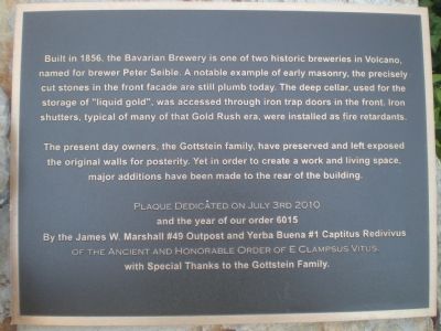 The Old Volcano Brewery Marker image. Click for full size.
