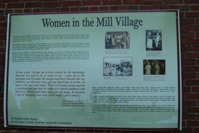 Women in the Mill Village Marker. Click for full size. Women in the Mill Village Marker image. Click for full size.
