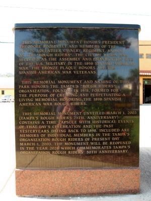 Rough Riders Marker (Rear face) image. Click for full size.