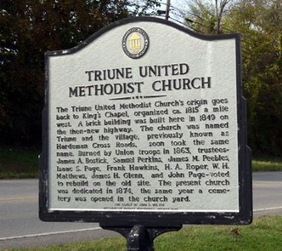 Triune United Methodist Church Marker image. Click for full size.