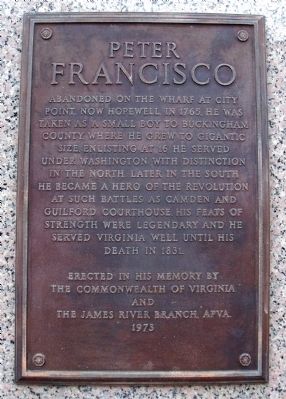 Peter Francisco Marker. Click for full size. Peter Francisco Marker image. Click for full size.
